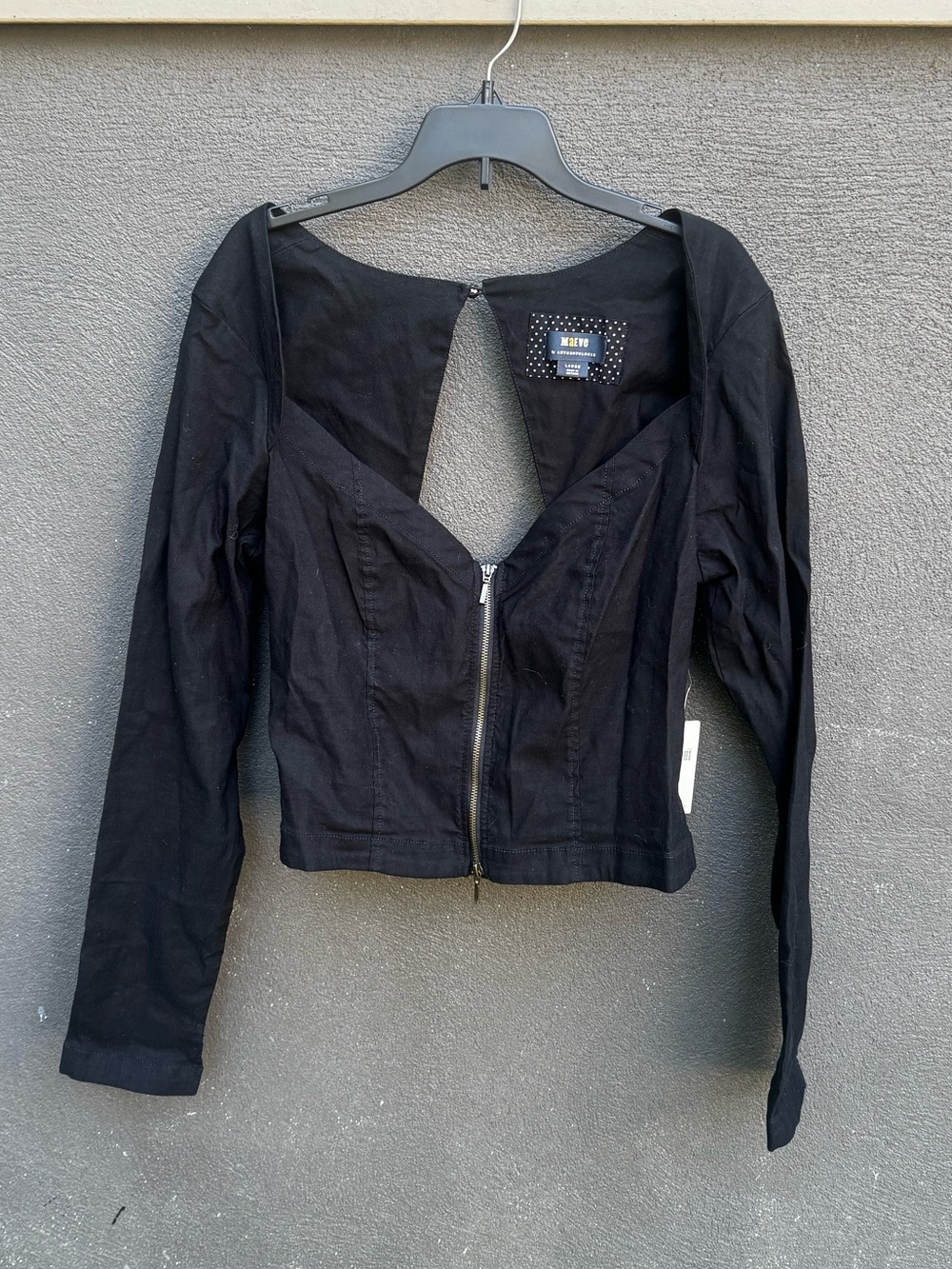 Anthropologie Maeve Black Zip-Front Cropped Jacket NWT